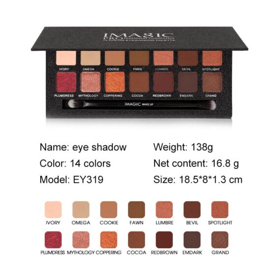37F1524F6339E7B67405A8491B7EBED7 IMAGIC 14-Color Matte Nude Eyeshadow Palette