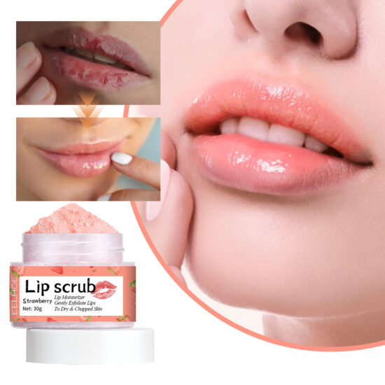 EELHOE Strawberry Lip Scrub – Exfoliates, Hydrates & Softens Dry Lips
